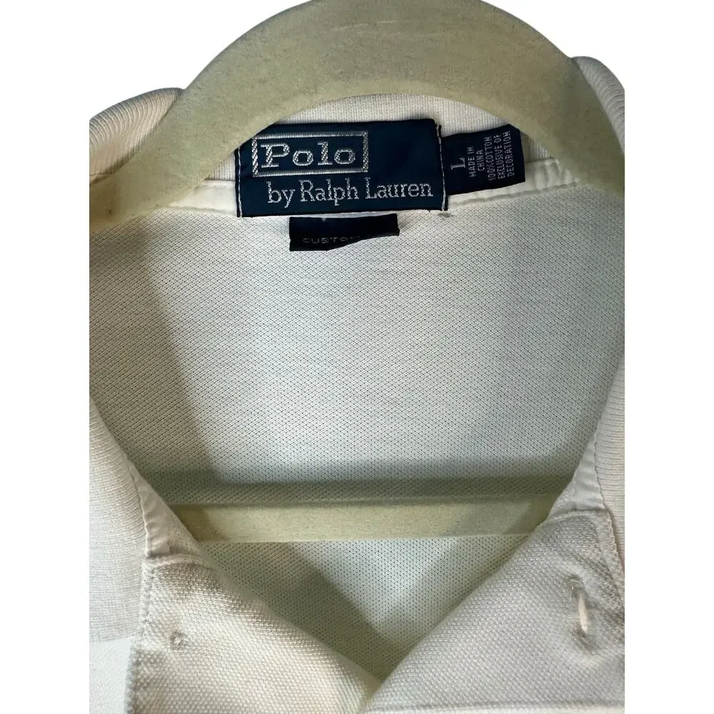 Polo Ralph Lauren White Cotton Mesh Polo Shirt Big Pony logo and a 